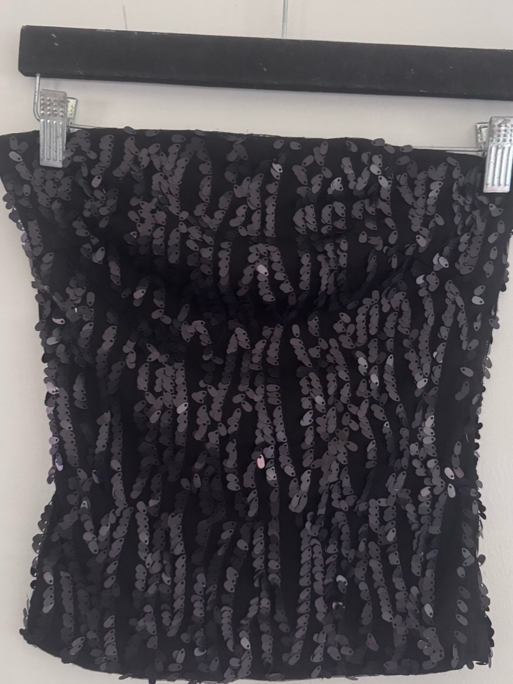 Strapless Black Sequin Crop Top - Evening Glam Size 6 - Picture 2 of 8